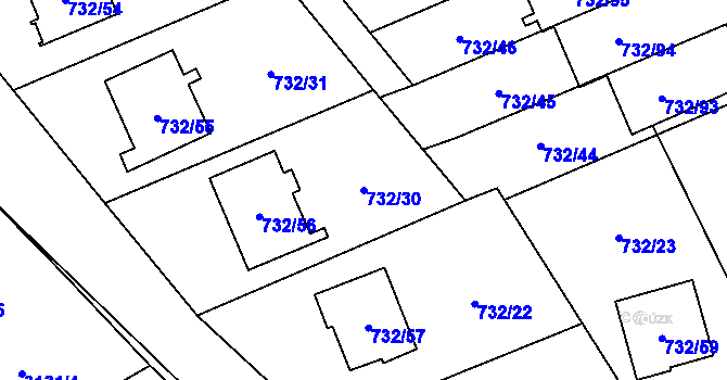 Parcela st. 732/30 v KÚ Český Těšín, Katastrální mapa