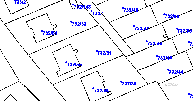 Parcela st. 732/31 v KÚ Český Těšín, Katastrální mapa
