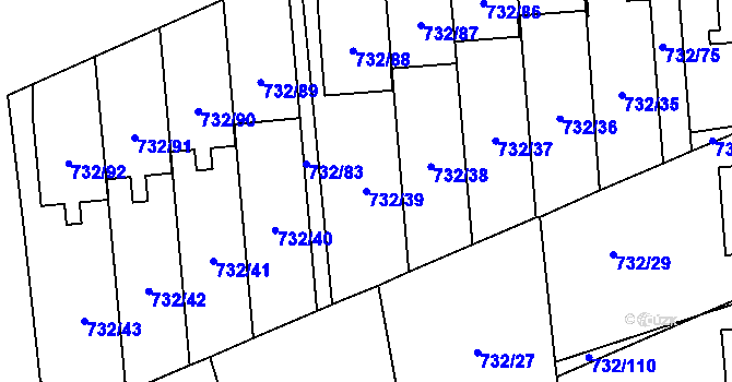 Parcela st. 732/39 v KÚ Český Těšín, Katastrální mapa