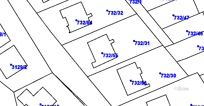 Parcela st. 732/55 v KÚ Český Těšín, Katastrální mapa