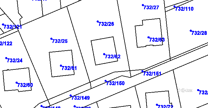 Parcela st. 732/62 v KÚ Český Těšín, Katastrální mapa