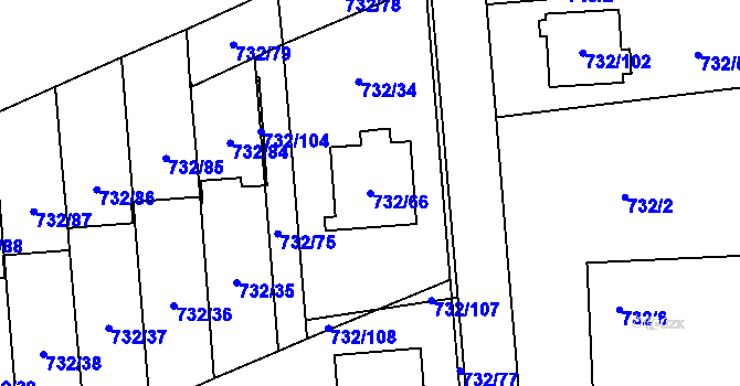 Parcela st. 732/66 v KÚ Český Těšín, Katastrální mapa