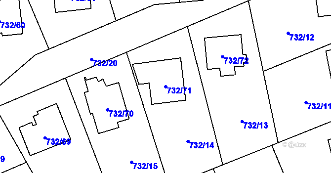 Parcela st. 732/71 v KÚ Český Těšín, Katastrální mapa