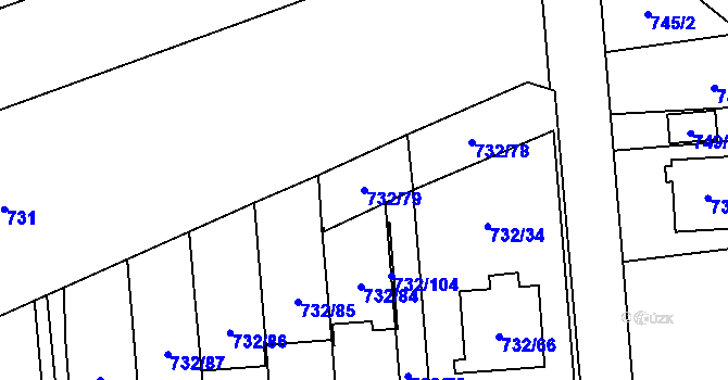 Parcela st. 732/79 v KÚ Český Těšín, Katastrální mapa