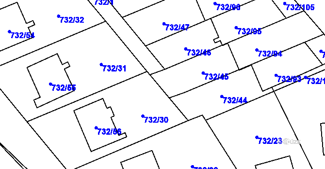 Parcela st. 732/80 v KÚ Český Těšín, Katastrální mapa