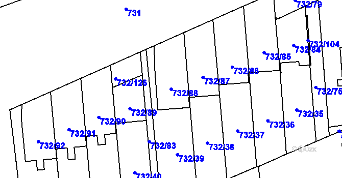 Parcela st. 732/88 v KÚ Český Těšín, Katastrální mapa