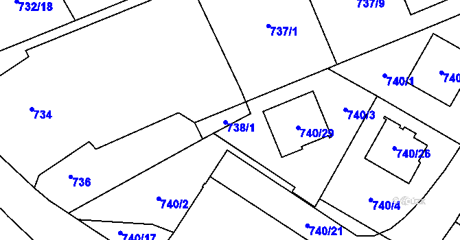 Parcela st. 738/1 v KÚ Český Těšín, Katastrální mapa