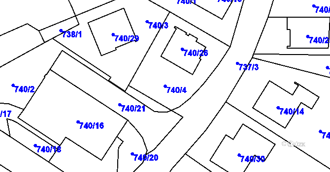 Parcela st. 740/4 v KÚ Český Těšín, Katastrální mapa