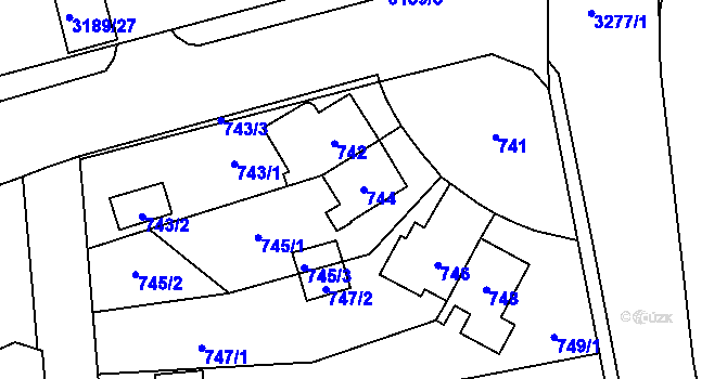 Parcela st. 744 v KÚ Český Těšín, Katastrální mapa