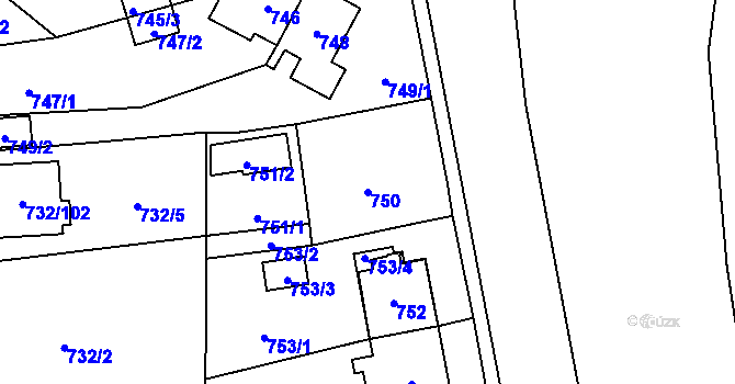 Parcela st. 750 v KÚ Český Těšín, Katastrální mapa