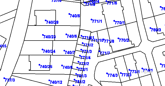 Parcela st. 771/2 v KÚ Český Těšín, Katastrální mapa
