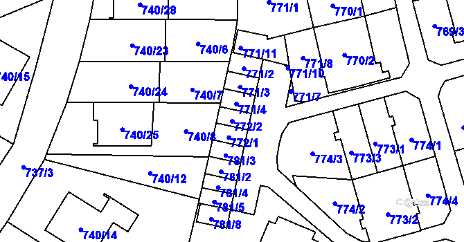 Parcela st. 772/2 v KÚ Český Těšín, Katastrální mapa