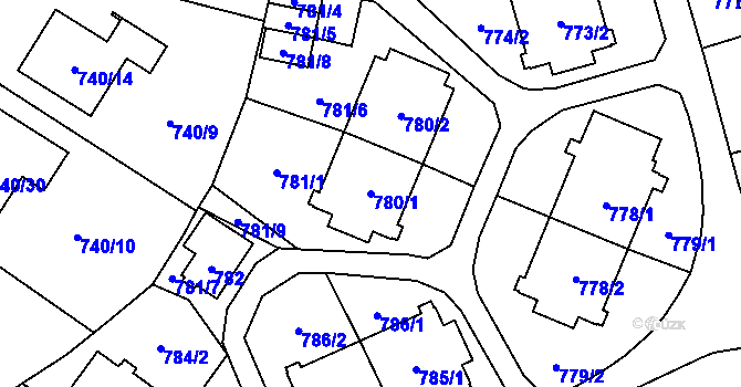 Parcela st. 780/1 v KÚ Český Těšín, Katastrální mapa