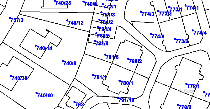 Parcela st. 781/6 v KÚ Český Těšín, Katastrální mapa
