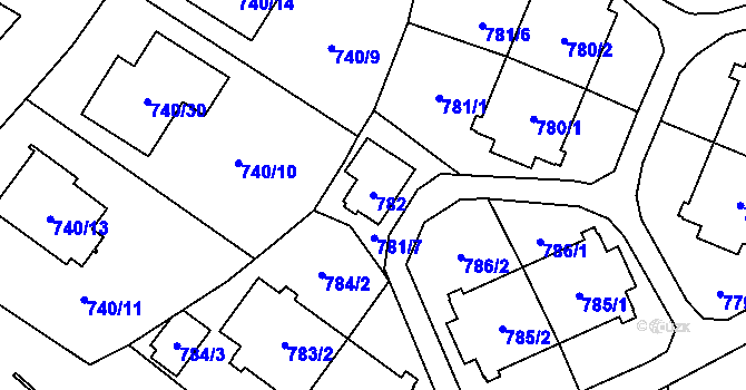 Parcela st. 782 v KÚ Český Těšín, Katastrální mapa