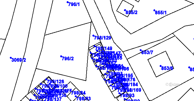 Parcela st. 798/121 v KÚ Český Těšín, Katastrální mapa