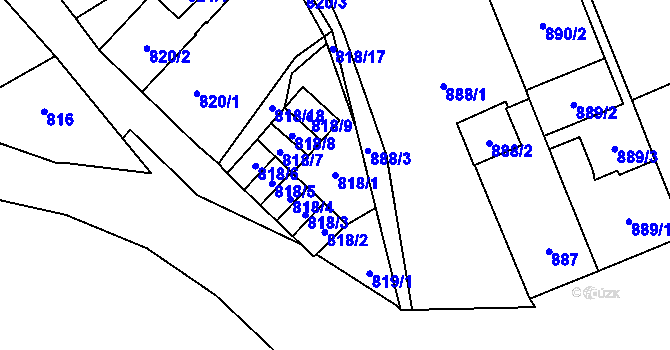 Parcela st. 818/1 v KÚ Český Těšín, Katastrální mapa