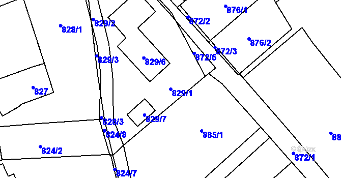 Parcela st. 829/1 v KÚ Český Těšín, Katastrální mapa