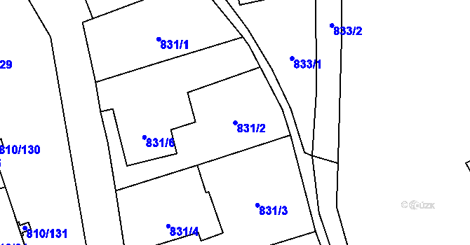 Parcela st. 831/2 v KÚ Český Těšín, Katastrální mapa