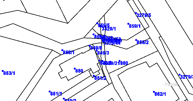Parcela st. 849/3 v KÚ Český Těšín, Katastrální mapa