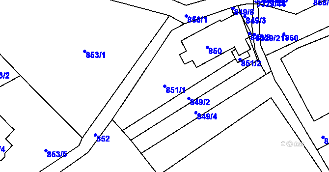 Parcela st. 851/1 v KÚ Český Těšín, Katastrální mapa