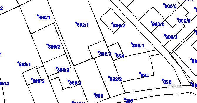 Parcela st. 892/3 v KÚ Český Těšín, Katastrální mapa