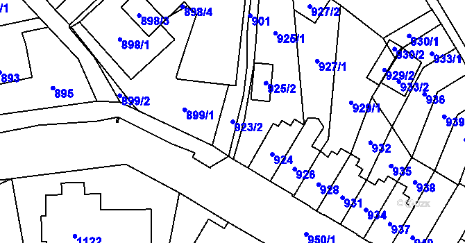 Parcela st. 923/2 v KÚ Český Těšín, Katastrální mapa