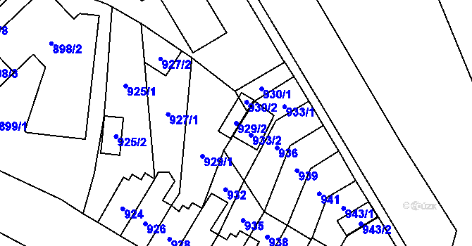 Parcela st. 929/2 v KÚ Český Těšín, Katastrální mapa