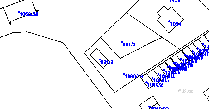Parcela st. 991/1 v KÚ Český Těšín, Katastrální mapa