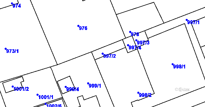 Parcela st. 997/2 v KÚ Český Těšín, Katastrální mapa
