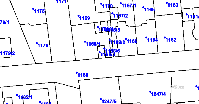 Parcela st. 1168/3 v KÚ Český Těšín, Katastrální mapa