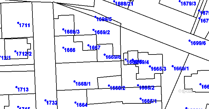 Parcela st. 1669/6 v KÚ Český Těšín, Katastrální mapa