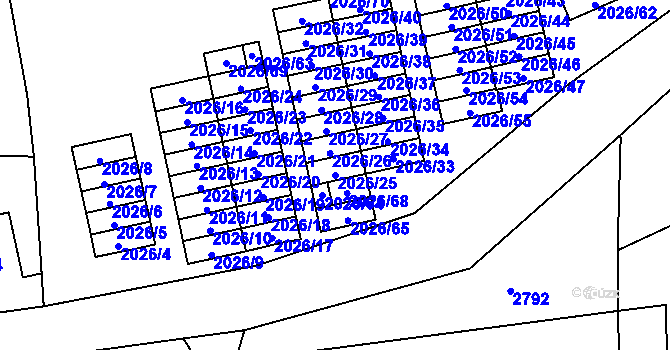 Parcela st. 2026/25 v KÚ Český Těšín, Katastrální mapa