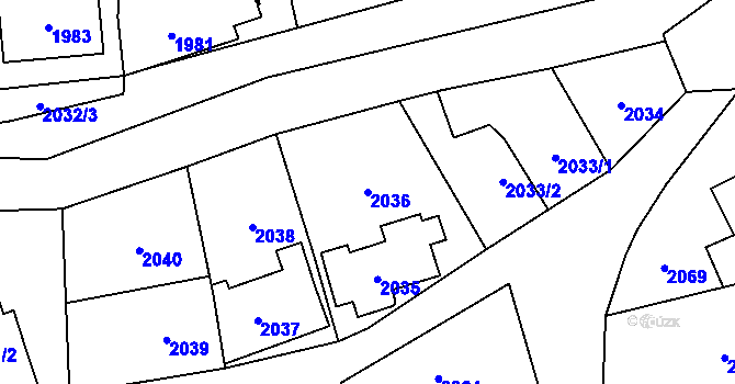 Parcela st. 2036 v KÚ Český Těšín, Katastrální mapa