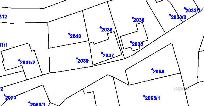 Parcela st. 2037 v KÚ Český Těšín, Katastrální mapa