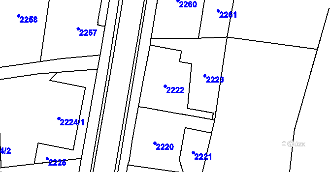 Parcela st. 2222 v KÚ Český Těšín, Katastrální mapa