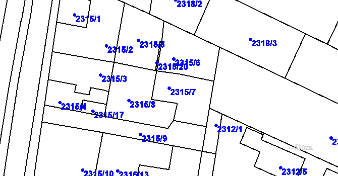 Parcela st. 2315/7 v KÚ Český Těšín, Katastrální mapa