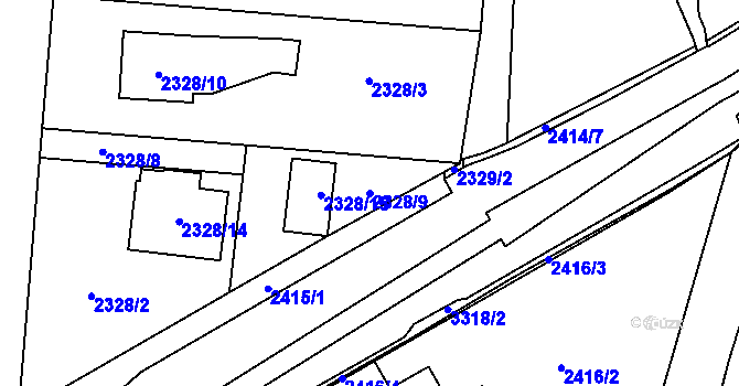Parcela st. 2328/9 v KÚ Český Těšín, Katastrální mapa