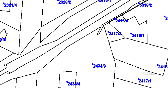 Parcela st. 2435/2 v KÚ Český Těšín, Katastrální mapa