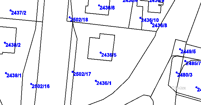 Parcela st. 2436/5 v KÚ Český Těšín, Katastrální mapa