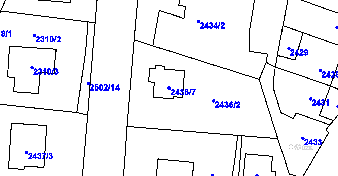 Parcela st. 2436/7 v KÚ Český Těšín, Katastrální mapa