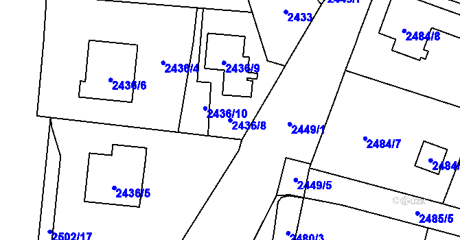 Parcela st. 2436/8 v KÚ Český Těšín, Katastrální mapa