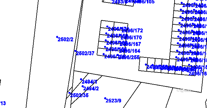 Parcela st. 2496/165 v KÚ Český Těšín, Katastrální mapa
