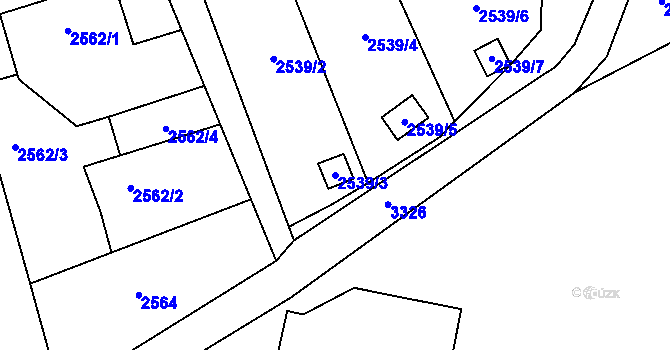 Parcela st. 2539/3 v KÚ Český Těšín, Katastrální mapa