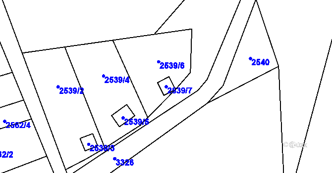 Parcela st. 2539/7 v KÚ Český Těšín, Katastrální mapa
