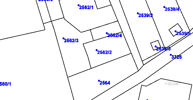 Parcela st. 2562/2 v KÚ Český Těšín, Katastrální mapa