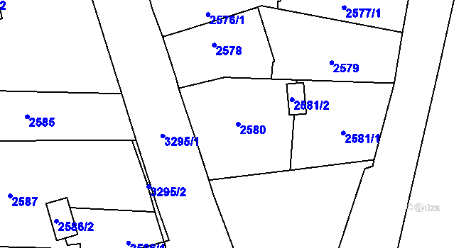 Parcela st. 2580 v KÚ Český Těšín, Katastrální mapa