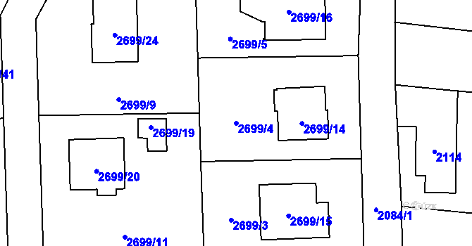 Parcela st. 2699/4 v KÚ Český Těšín, Katastrální mapa