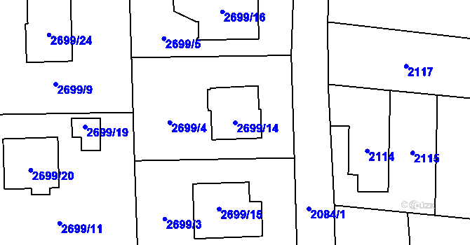 Parcela st. 2699/14 v KÚ Český Těšín, Katastrální mapa