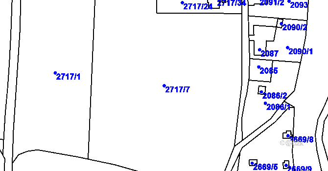 Parcela st. 2717/7 v KÚ Český Těšín, Katastrální mapa